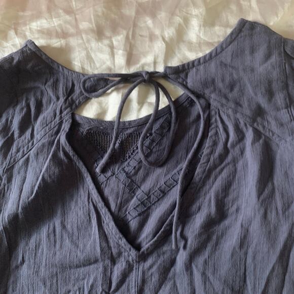 Volcom XS Textured Bangalow Flare Sleeve Blouse Top Blue Festival Boho - Picture 5 of 11